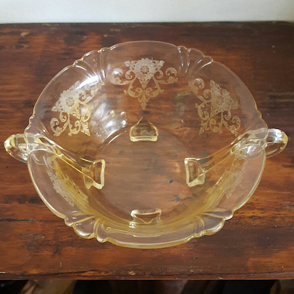 Vintage Canary Yellow Depression Glass Bowl